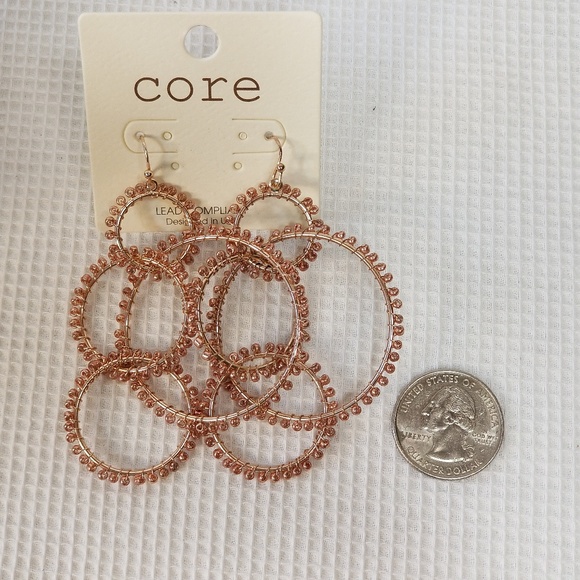 Rose Gold Multi Hoop Dangle Beaded Earrings 3060 - Picture 8 of 8